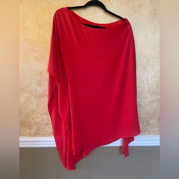 BCBGMAXAZRIA Alana One-Shoulder Bright Red Flowy Dress Sz S - Picture 5 of 5
